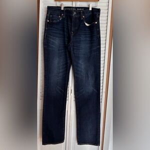 Mens Size 32x36 AE American Eagle blue jeans Dark indigo Original Straight 32 36